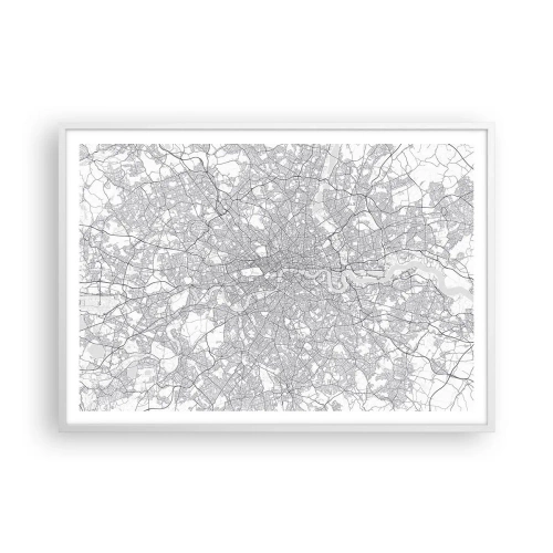 Poster in cornice bianca - Mappa del labirinto di Londra - 100x70 cm