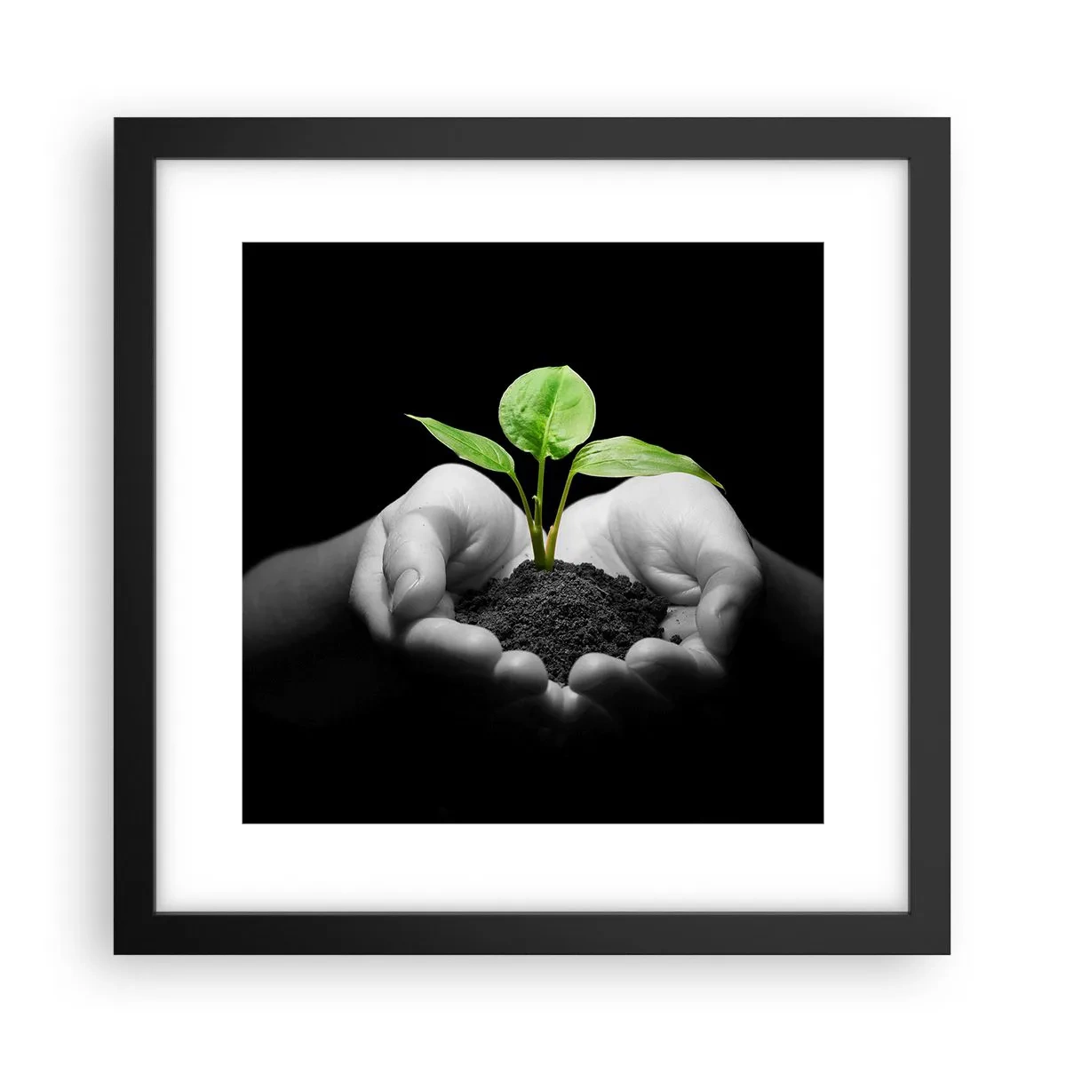Poster in cornice nera - Amo la natura, la proteggo - 30x30 cm