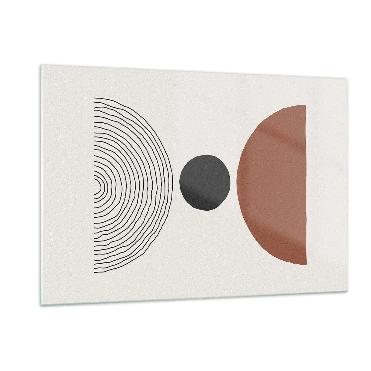 Quadro su vetro - Forme geometriche astratte su uno sfondo chiaro - 120x80cm - Al centro dell'attenzione - Decorazione murale moderna per soggiorno e camera da letto ARTTOR