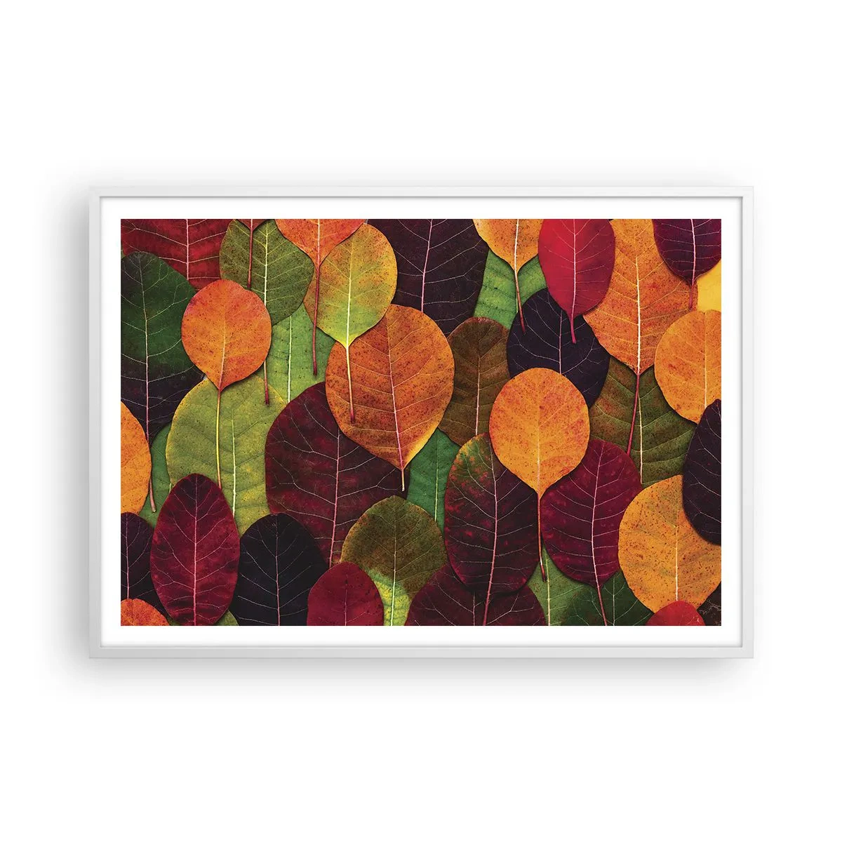 Poster in cornice bianca - Mosaico autunnale - 100x70 cm