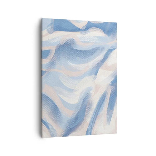 Quadro su tela - Stampe su Tela - Pennellate astratte nei toni del blu e del beige - 50x70cm - Ondulazioni azzurre - Decorazione murale moderna per soggiorno e camera da letto ARTTOR