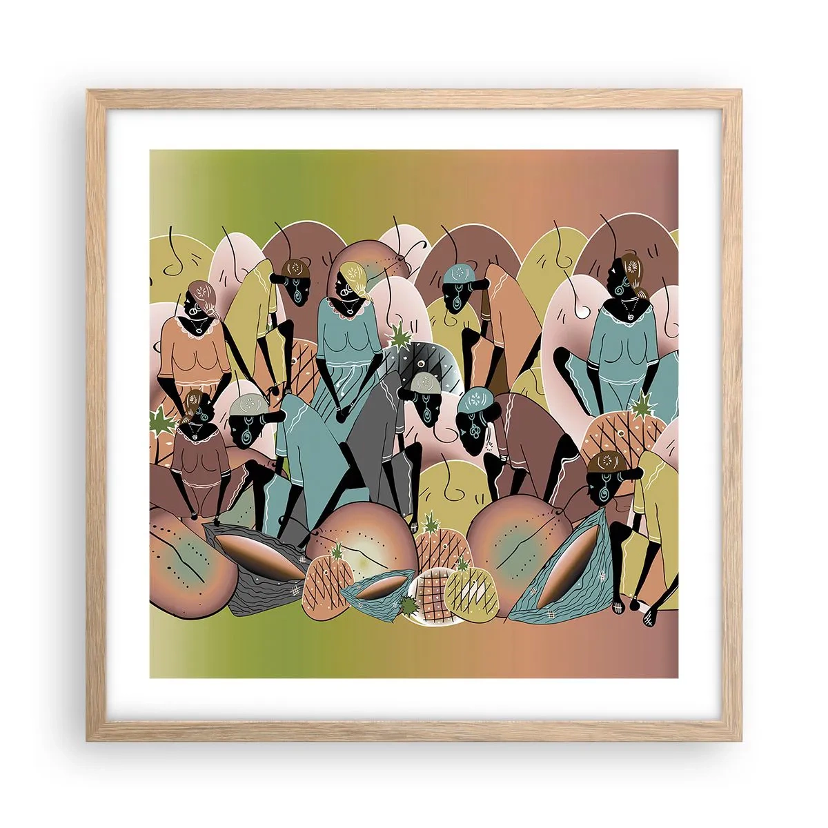 Poster in cornice rovere chiaro - Arriva la grande festa - 50x50 cm