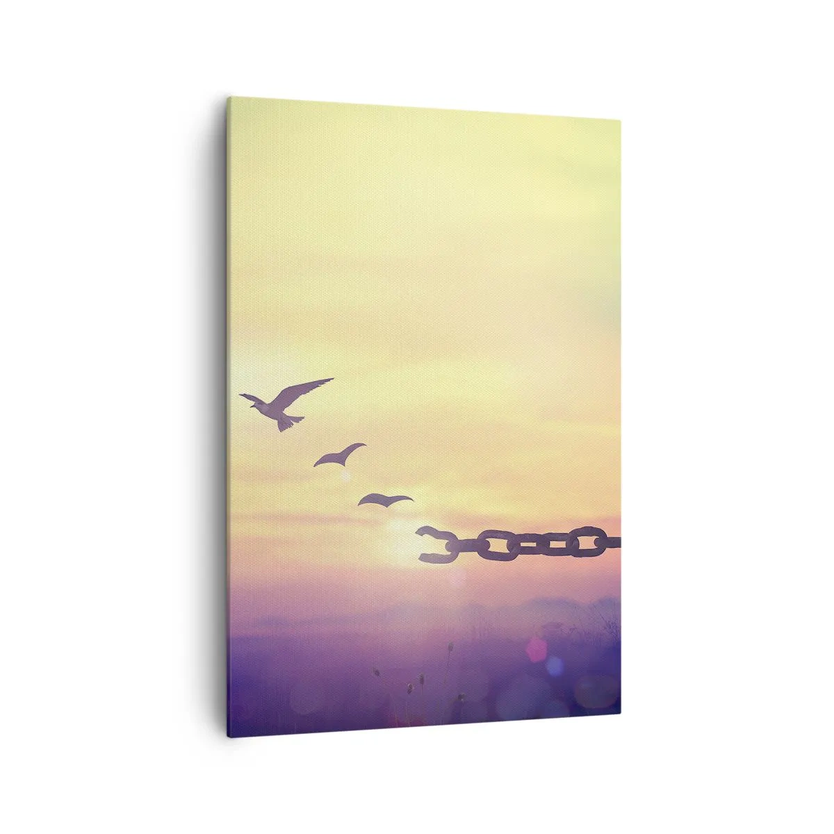 Quadro su tela - Stampe su Tela - Simbolo di libertà con uccelli e una catena spezzata - 70x100cm - La vittoria della libertà - Decorazione murale moderna per soggiorno e camera da letto ARTTOR