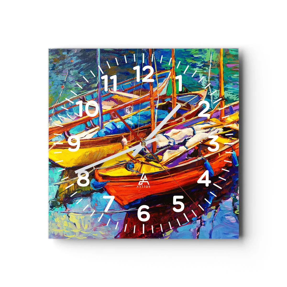 Orologio da parete - Orologio in Vetro - Su un'acqua più densa dei colori - 30x30 cm