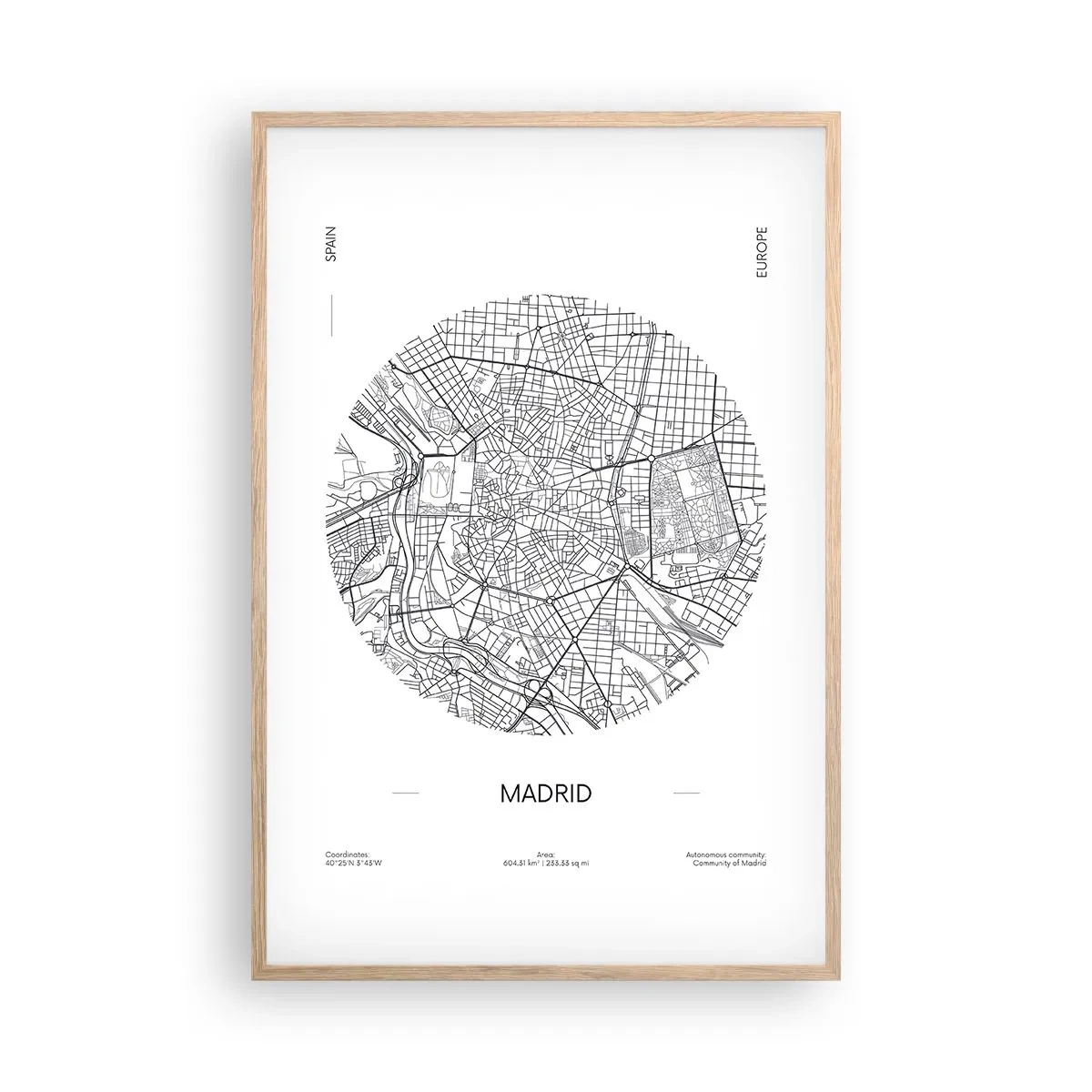 Poster in cornice rovere chiaro - Anatomia di Madrid - 61x91 cm