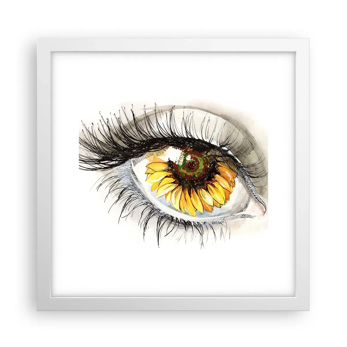 Poster in cornice bianca - Uno sguardo caldo come l'estate - 30x30 cm