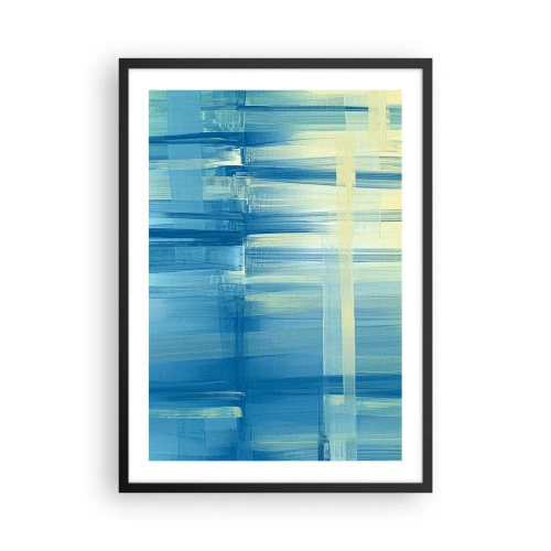 Poster in cornice nera - Composizione astratta nei toni del blu e del giallo - 50x70cm - Composizione in turchese - Decorazione murale moderna per soggiorno e camera da letto ARTTOR