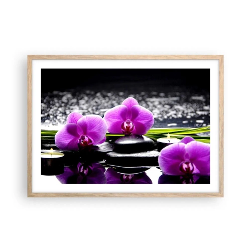 Poster in cornice rovere chiaro - Annegare nel silenzio e nella pace - 70x50 cm