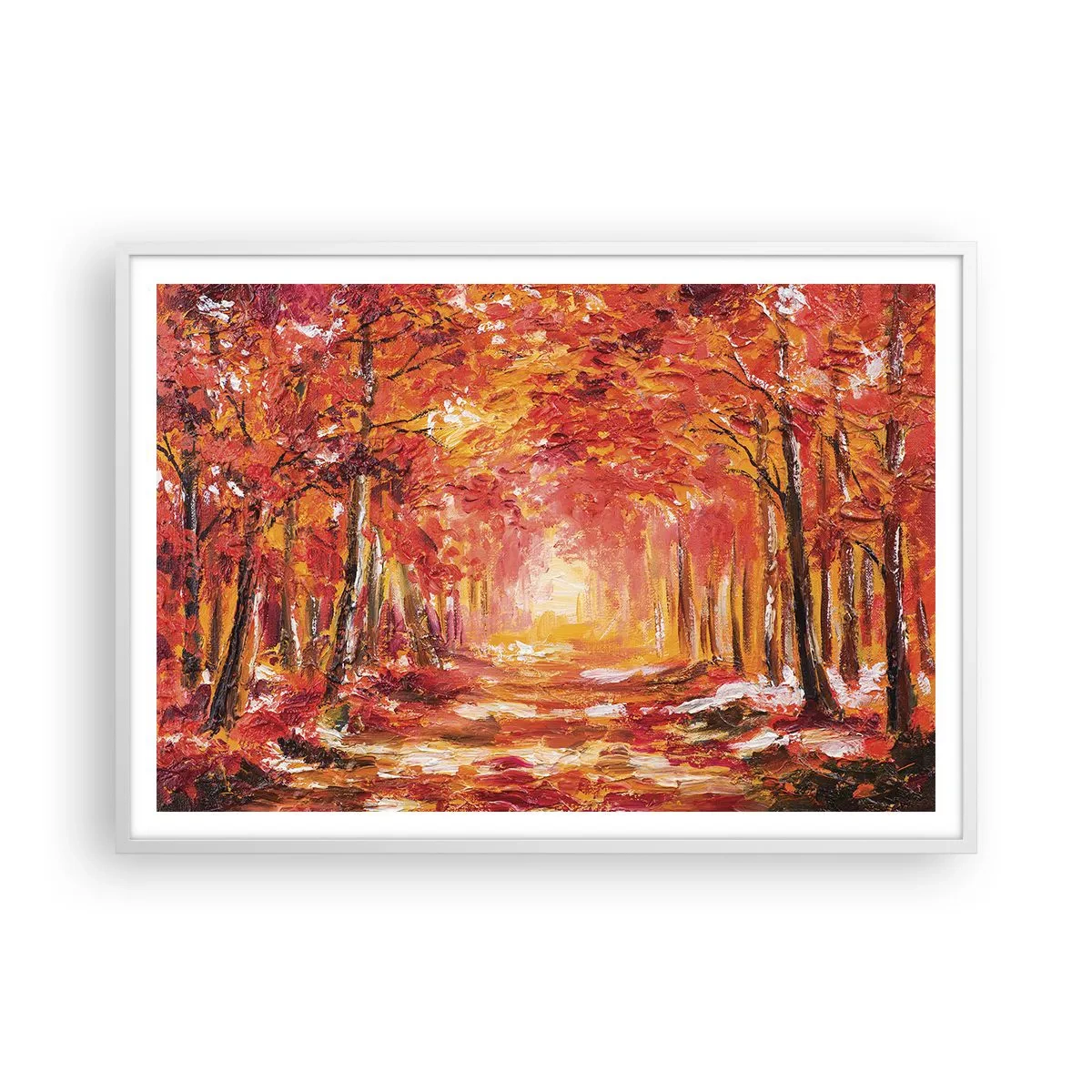 Poster in cornice bianca - Foresta di rame - 100x70 cm
