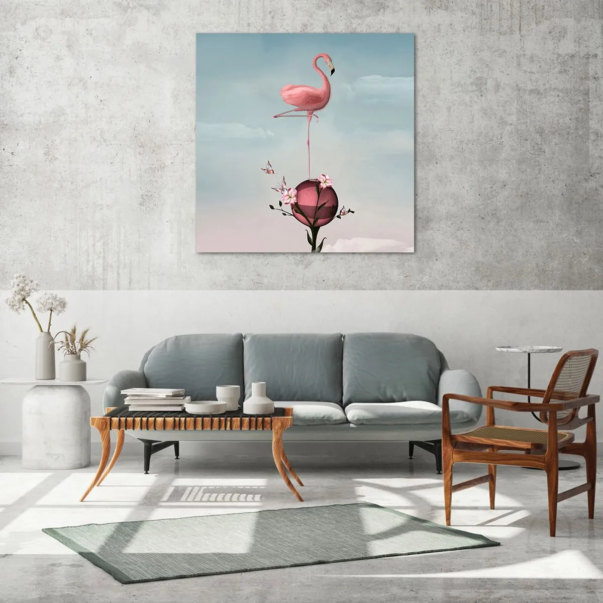 Quadro su vetro - Allegoria della palla da basket - 70x70 cm