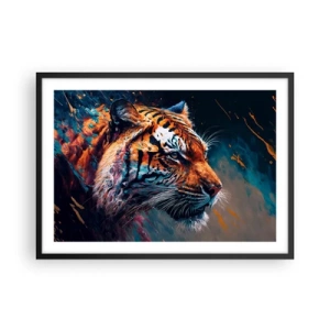 Poster in cornice nera - Ritratto di una tigre in colori dinamici e astratti - 70x50cm - Bellezza selvaggia - Decorazione murale moderna per soggiorno e camera da letto ARTTOR