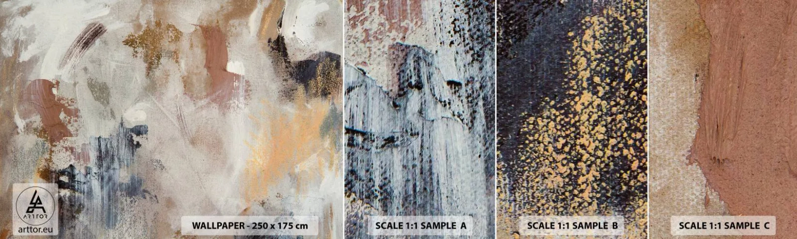 Campione Di Fotomurale Standard Eco - Astrazione annebbiata - Pezzo, Astrazione, Minimalismo - 100x30 cm