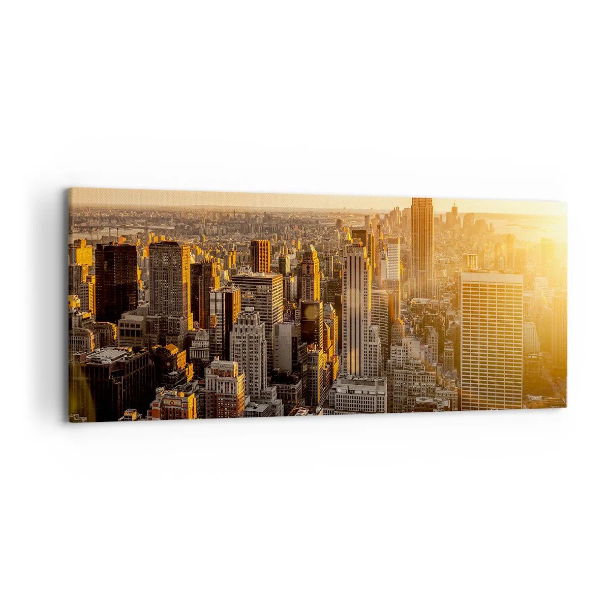 Quadro su tela - Stampe su Tela - Skyline di New York City al tramonto con vista sull'Empire State Building - 120x50cm - Crescere al sole - Decorazione murale moderna per soggiorno e camera da letto ARTTOR