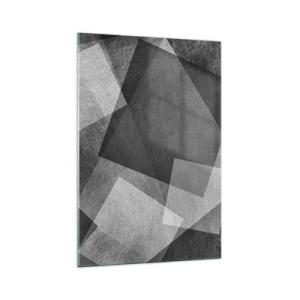 Quadro su vetro - Astrazione in bianco e nero con forme geometriche - 70x100cm - Simbolo eterno di ordine e durata - Decorazione murale moderna per soggiorno e camera da letto ARTTOR