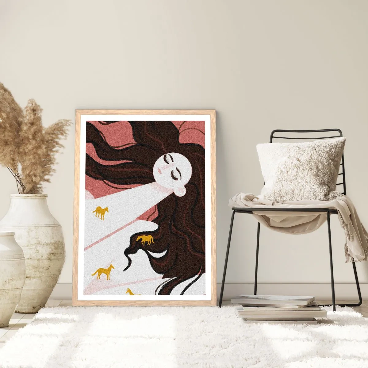 Poster in cornice rovere chiaro - Il sogno del cavallo d'oro - 40x50 cm