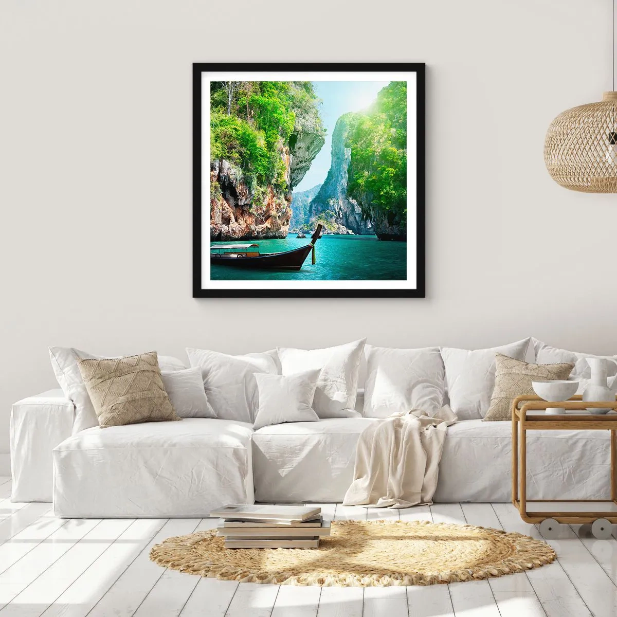 Poster in cornice nera - Invito a un viaggio esotico - 40x40 cm