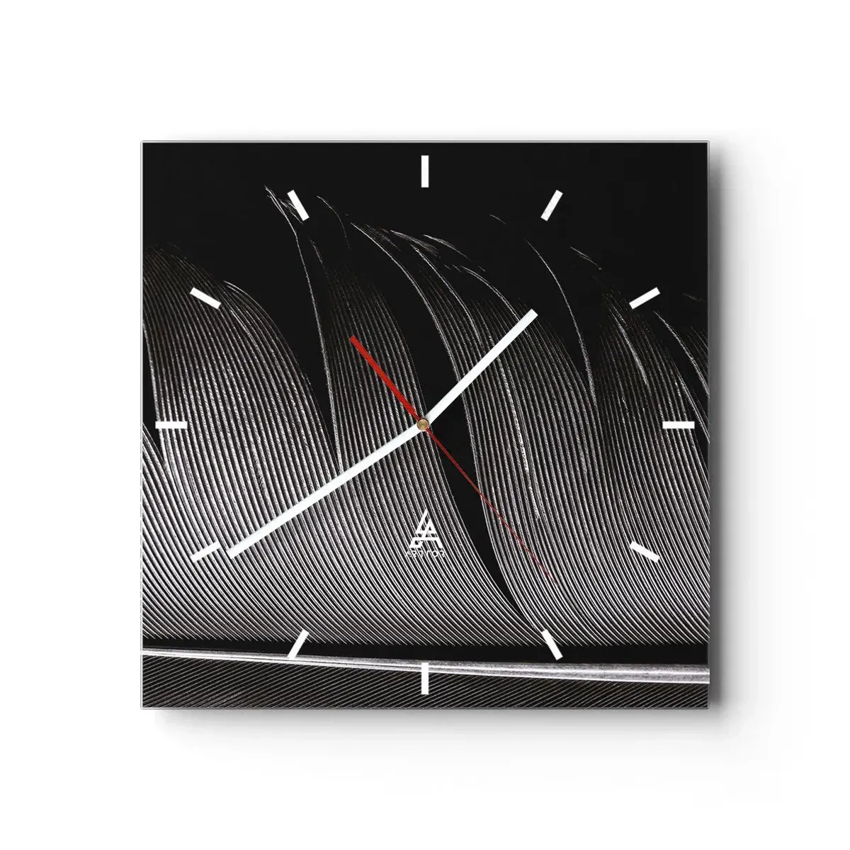 Orologio da parete - Orologio in Vetro - Piuma: struttura meravigliosa - 40x40 cm