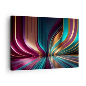 Quadro su tela - Stampe su Tela - Astrazione futuristica con colori intensi e curve - 70x50cm - Architettura di luce - Decorazione murale moderna per soggiorno e camera da letto ARTTOR