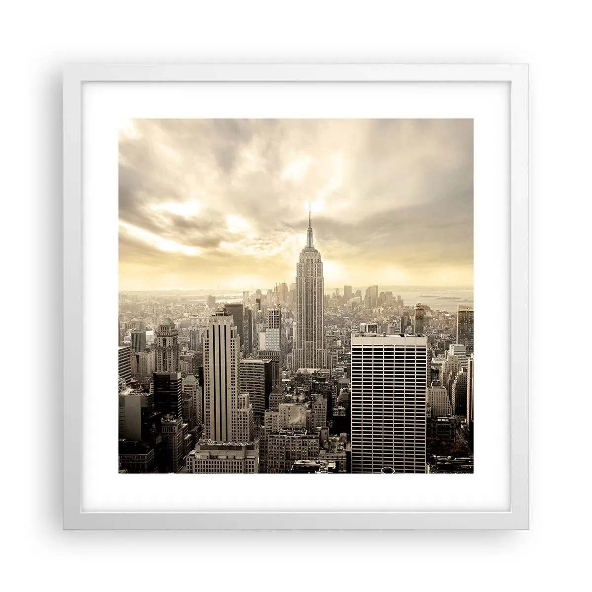 Poster in cornice bianca - New York in grigio - 40x40 cm