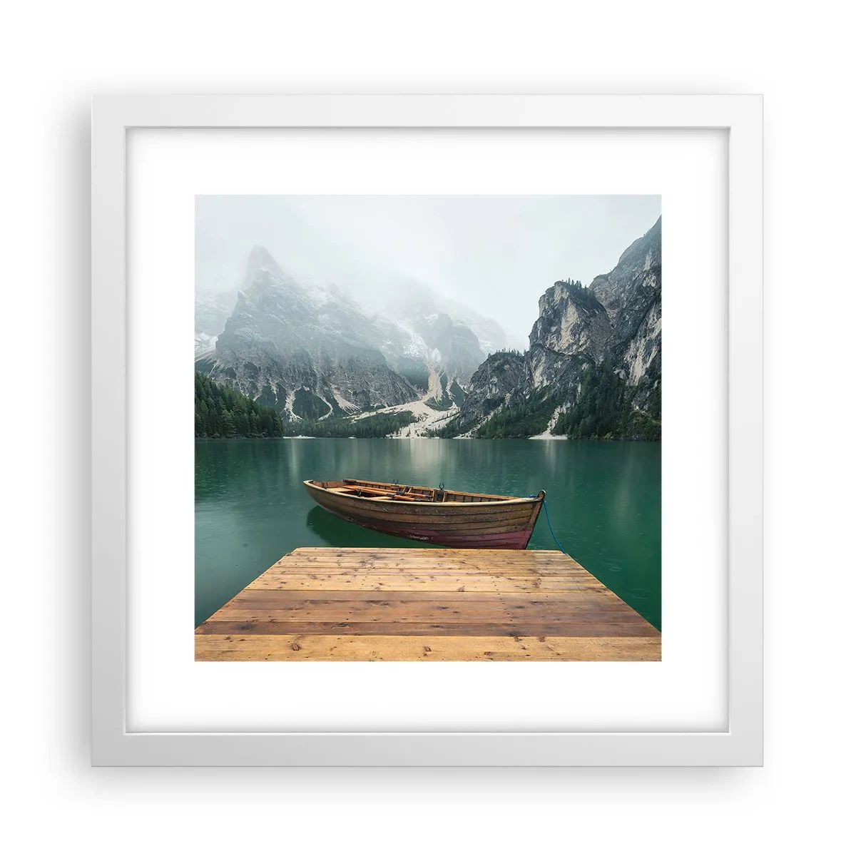 Poster in cornice bianca - E attorno le fiere rocce - 30x30 cm