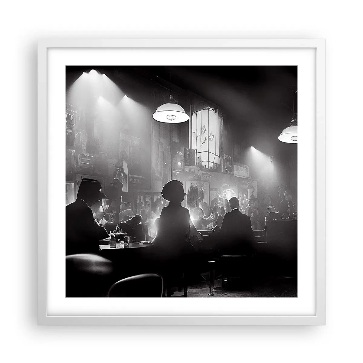 Poster in cornice bianca - Nell'atmosfera jazz - 50x50 cm