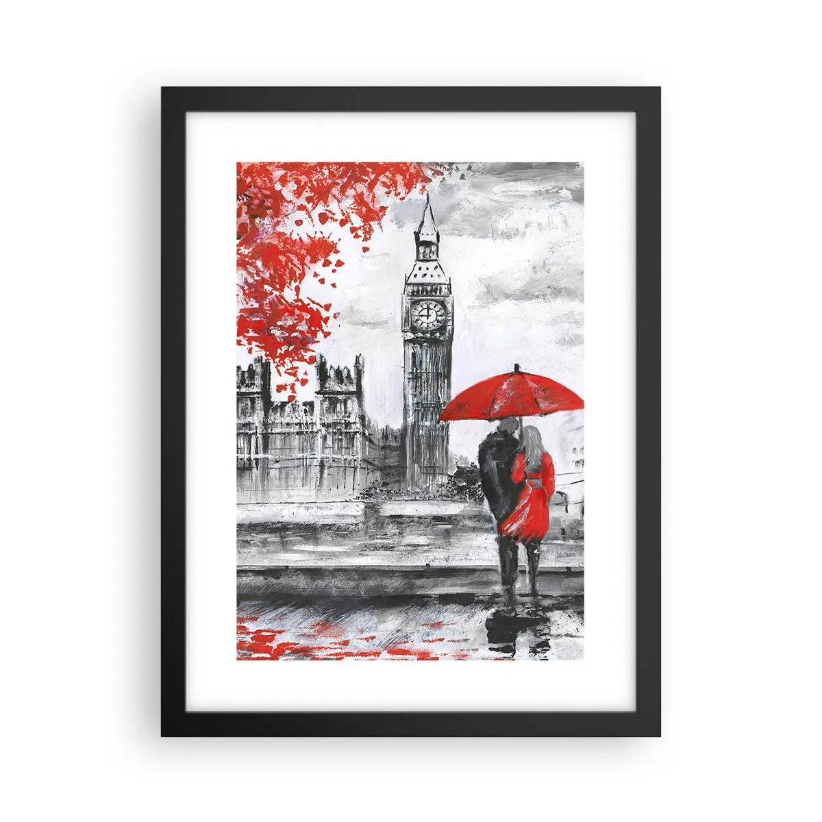 Poster in cornice nera - Innamorati a Londra - 30x40 cm
