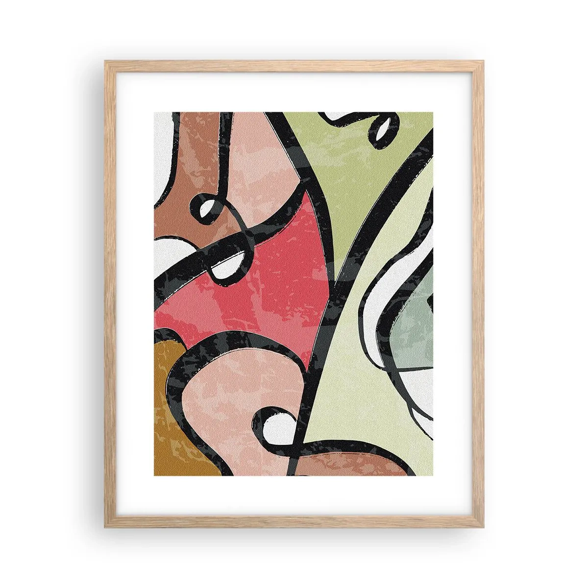 Poster in cornice rovere chiaro - Piroette tra i colori - 40x50 cm