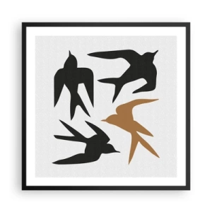 Poster in cornice nera - Giochi di rondini - 60x60 cm