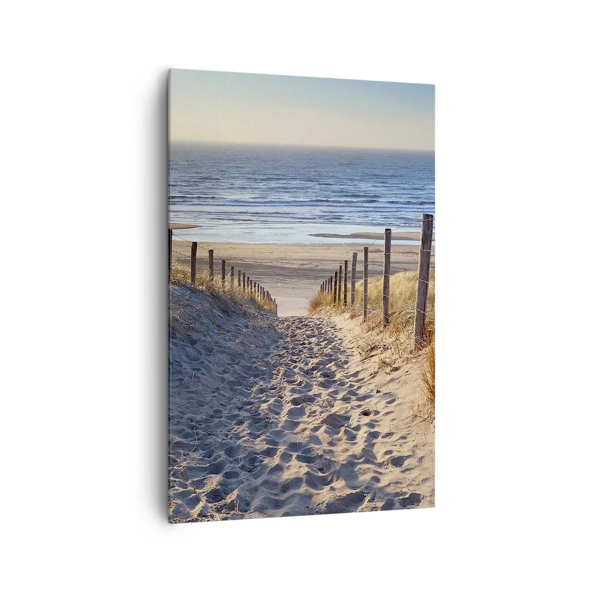 Quadro su tela - Stampe su Tela - Sentiero tra le dune che conduce alla spiaggia - 80x120cm - Rumore del mare, uccelli che cantano, spiaggia selvatica tra i cespugli... - Decorazione murale moderna per soggiorno e camera da letto ARTTOR