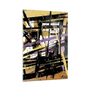 Quadro su vetro - Composizione geometrica astratta in linee nette - 50x70cm - Taglio netto - Decorazione murale moderna per soggiorno e camera da letto ARTTOR