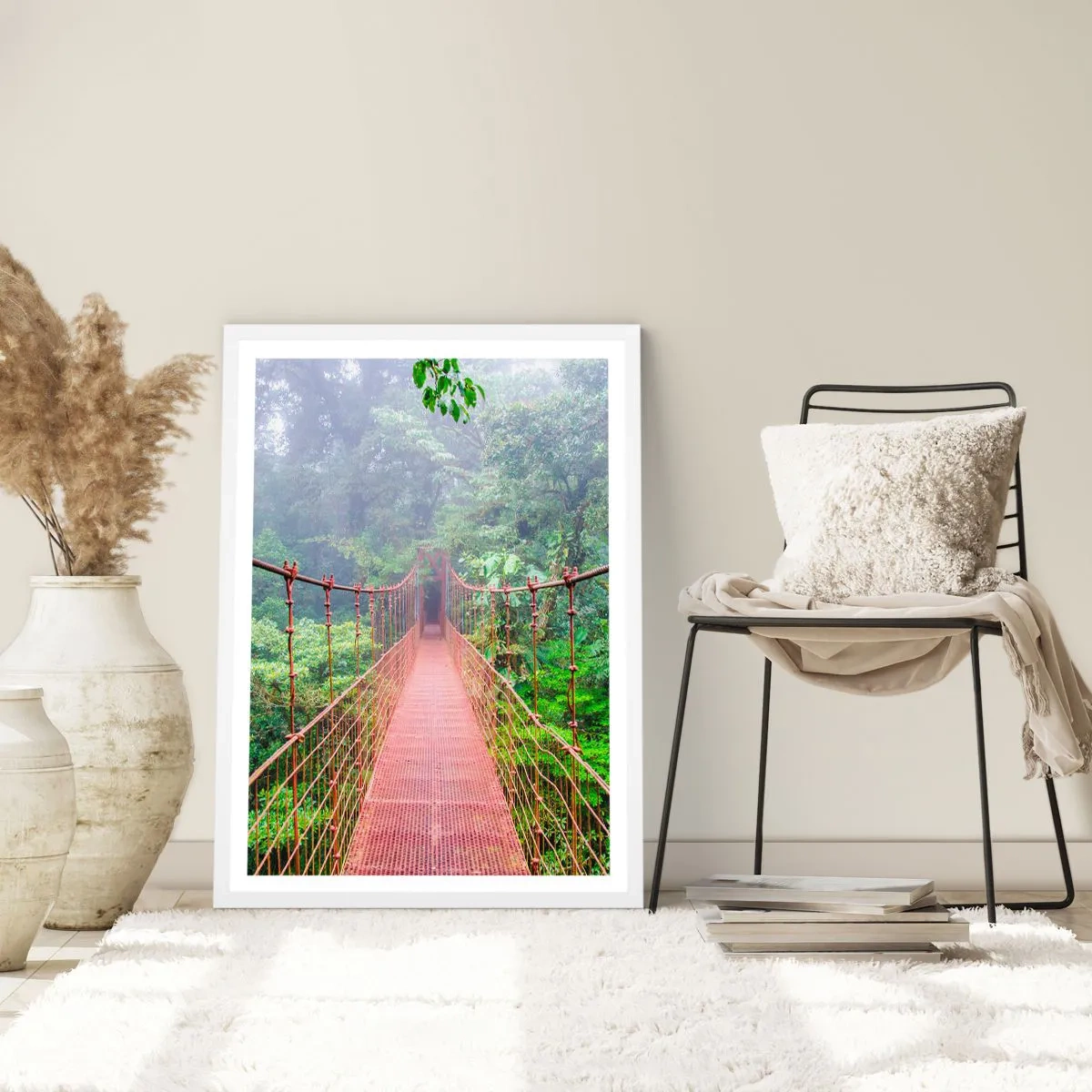 Poster in cornice bianca - Sospeso sopra gli alberi - 70x100 cm