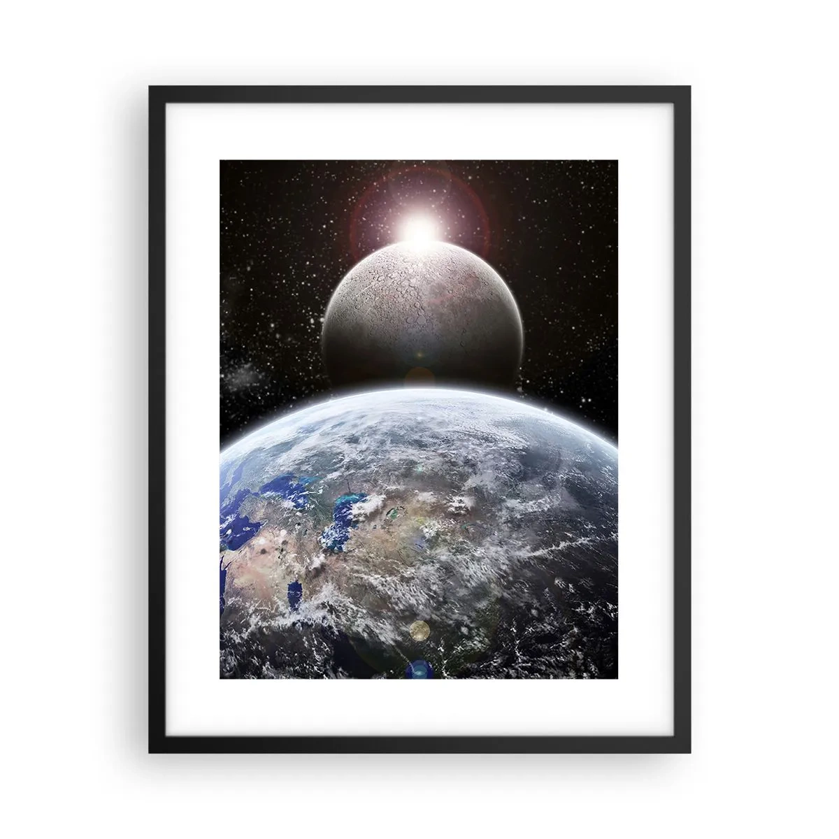 Poster in cornice nera - Paesaggio cosmico: sorgere del sole - 40x50 cm