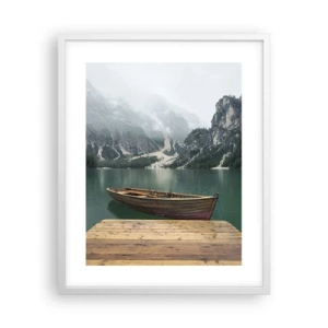 Poster in cornice bianca - E attorno le fiere rocce - 40x50 cm