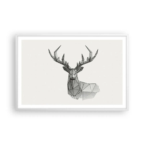Poster in cornice bianca - Cervo in stile cubista - 91x61 cm