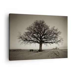 Quadro su tela - Stampe su Tela - Un albero solitario in un campo color seppia - 70x50cm - Da qui all'eternità - Decorazione murale moderna per soggiorno e camera da letto ARTTOR