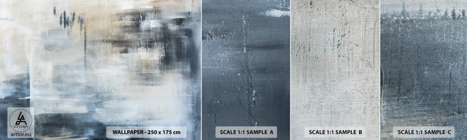 Campione di Fotomurale Premium Canvas - Coperti dal blu - Pezzo, Astrazione, Industriale - 100x30 cm