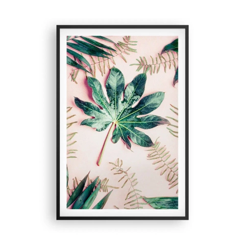 Poster in cornice nera - Studio di verde su sfondo rosa - 61x91 cm