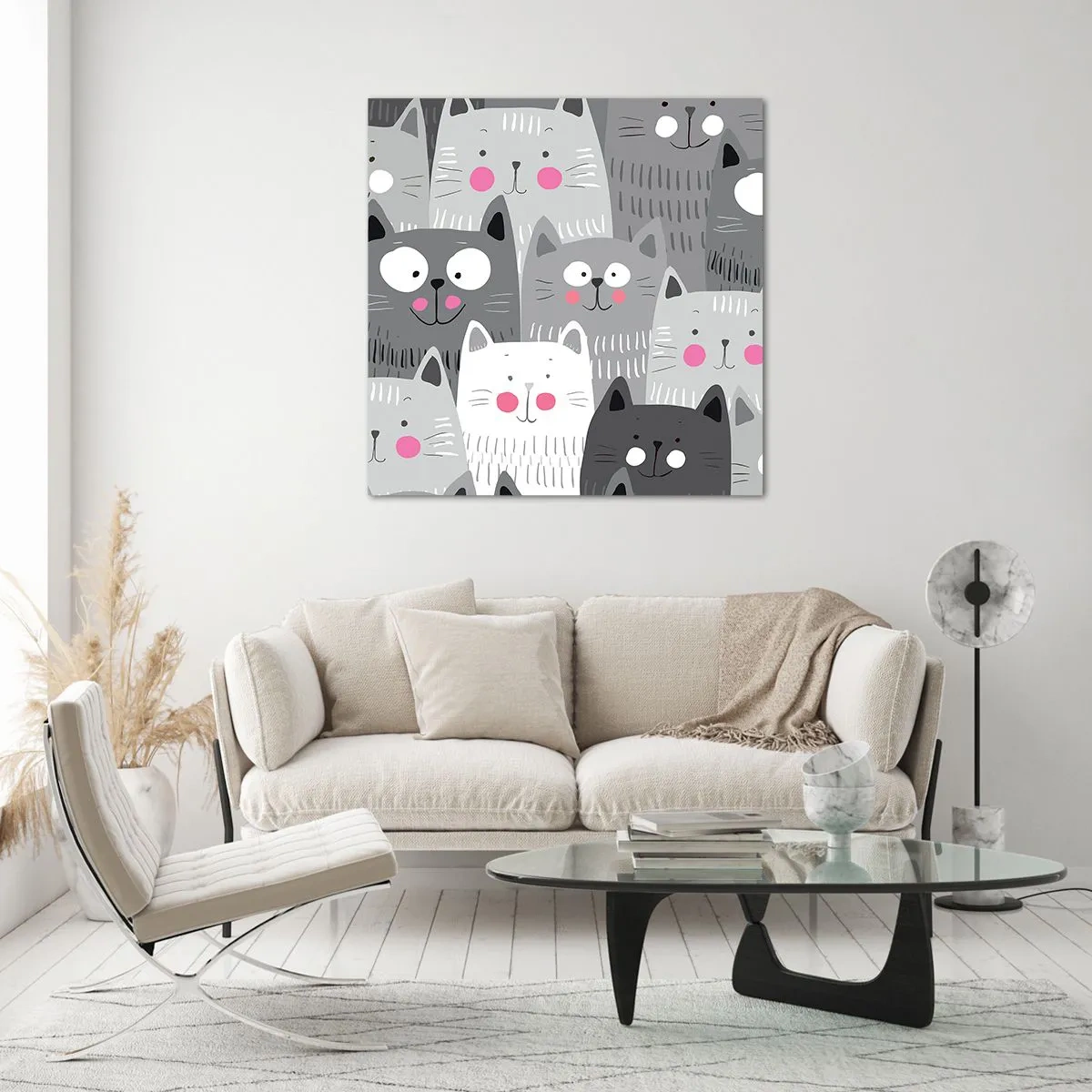 Quadro su vetro - Il mondo dei gatti - 40x40 cm