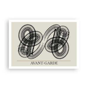 Poster - Linee nere astratte su sfondo chiaro in stile avanguardista. - 100x70cm - In tutta spontaneità - Decorazione murale moderna per soggiorno e camera da letto ARTTOR
