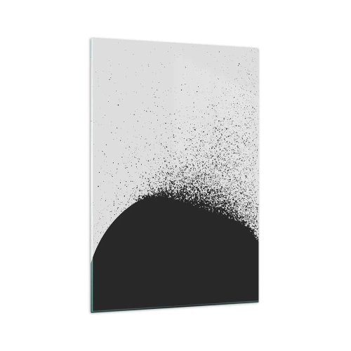 Quadro su vetro - Motivo astratto con particelle nere su sfondo chiaro - 70x100cm - Il movimento delle particelle - Decorazione murale moderna per soggiorno e camera da letto ARTTOR