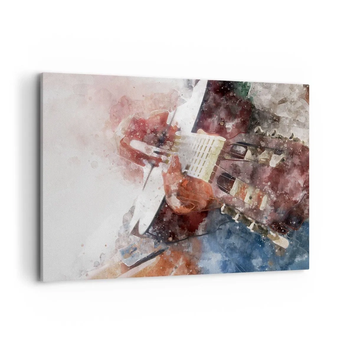 Quadro su tela - Stampe su Tela - Un'interpretazione artistica di una chitarra in stile acquerello - 100x70cm - E tu che ne pensi? - Decorazione murale moderna per soggiorno e camera da letto ARTTOR