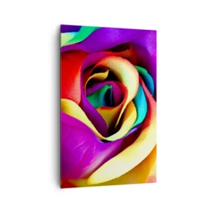 Quadro su tela - Stampe su Tela - Una rosa colorata nelle sfumature dell'arcobaleno - 80x120cm - È impossibile - Decorazione murale moderna per soggiorno e camera da letto ARTTOR