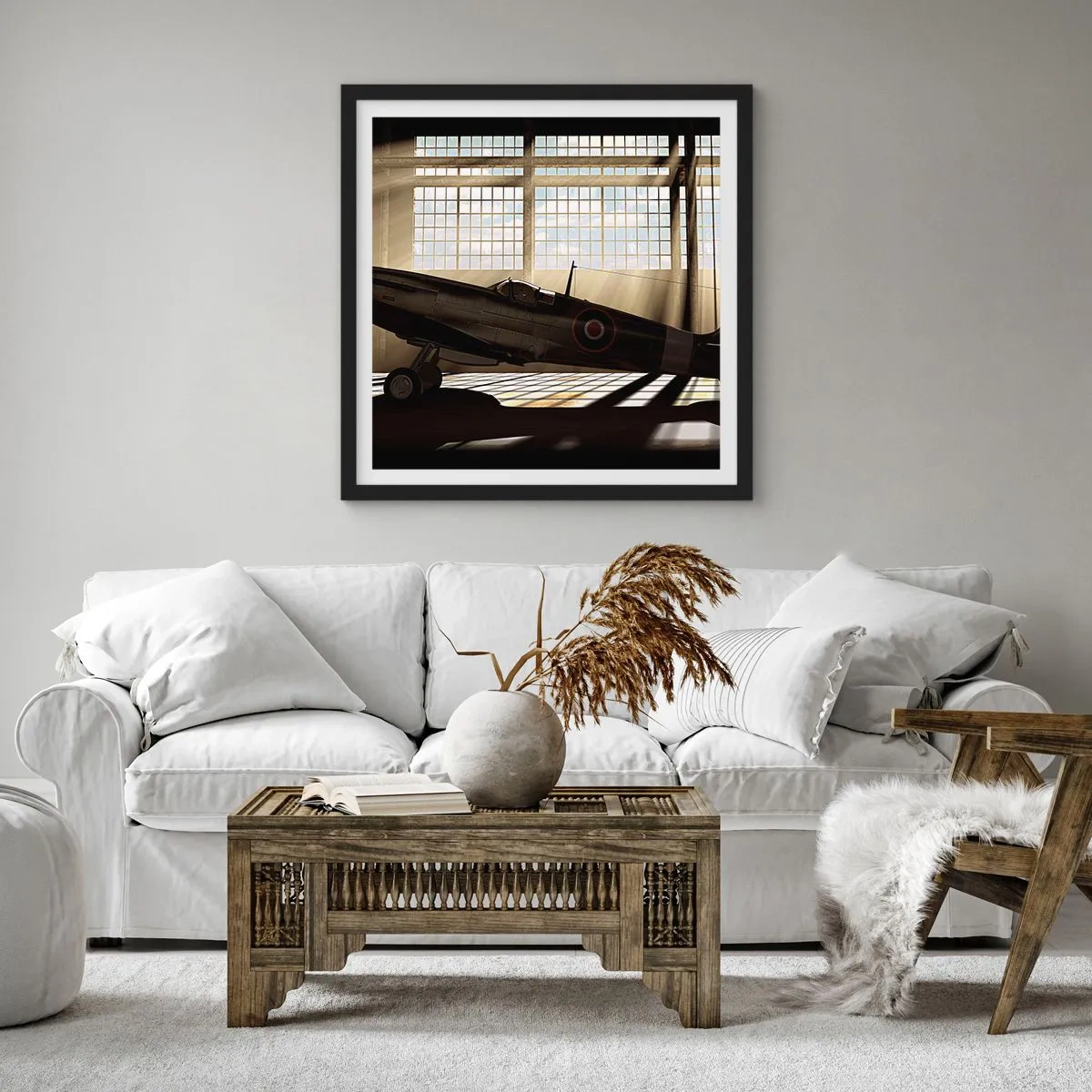 Poster in cornice nera - Il riposo del guerriero - 30x30 cm