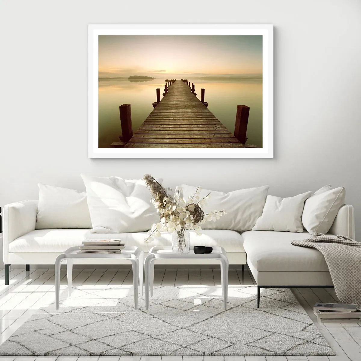 Poster in cornice bianca - Aurora, alba, luce - 100x70 cm