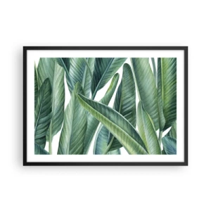 Poster in cornice nera - Foglie verdi in stile minimalista e botanico - 70x50cm - Il verde in sé - Decorazione murale moderna per soggiorno e camera da letto ARTTOR