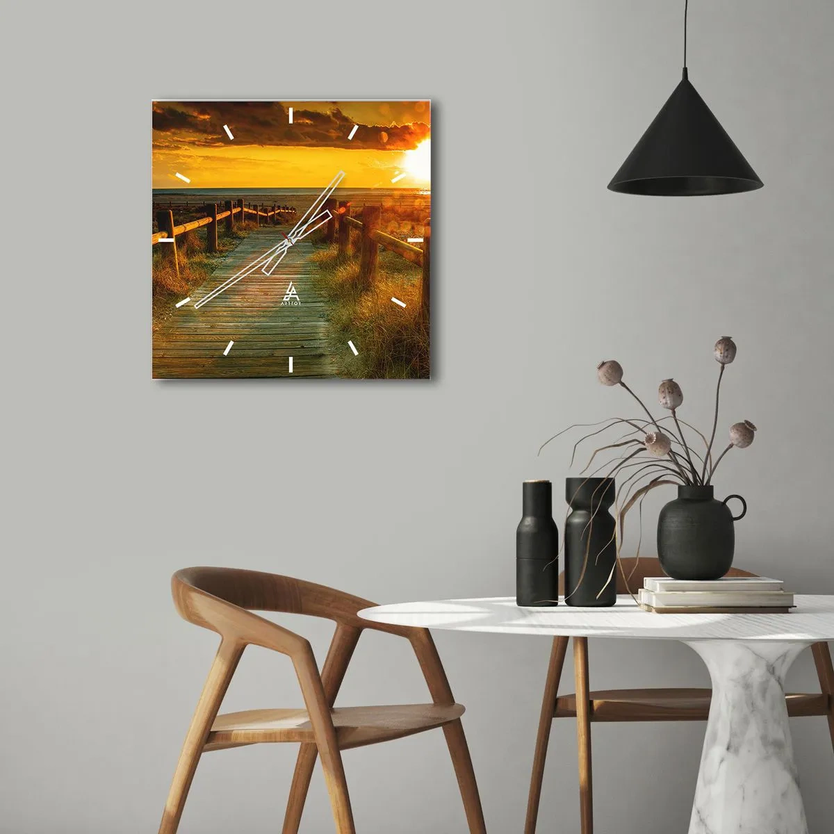 Orologio da parete - Orologio in Vetro - Immerse nell'oro vecchio - 30x30 cm