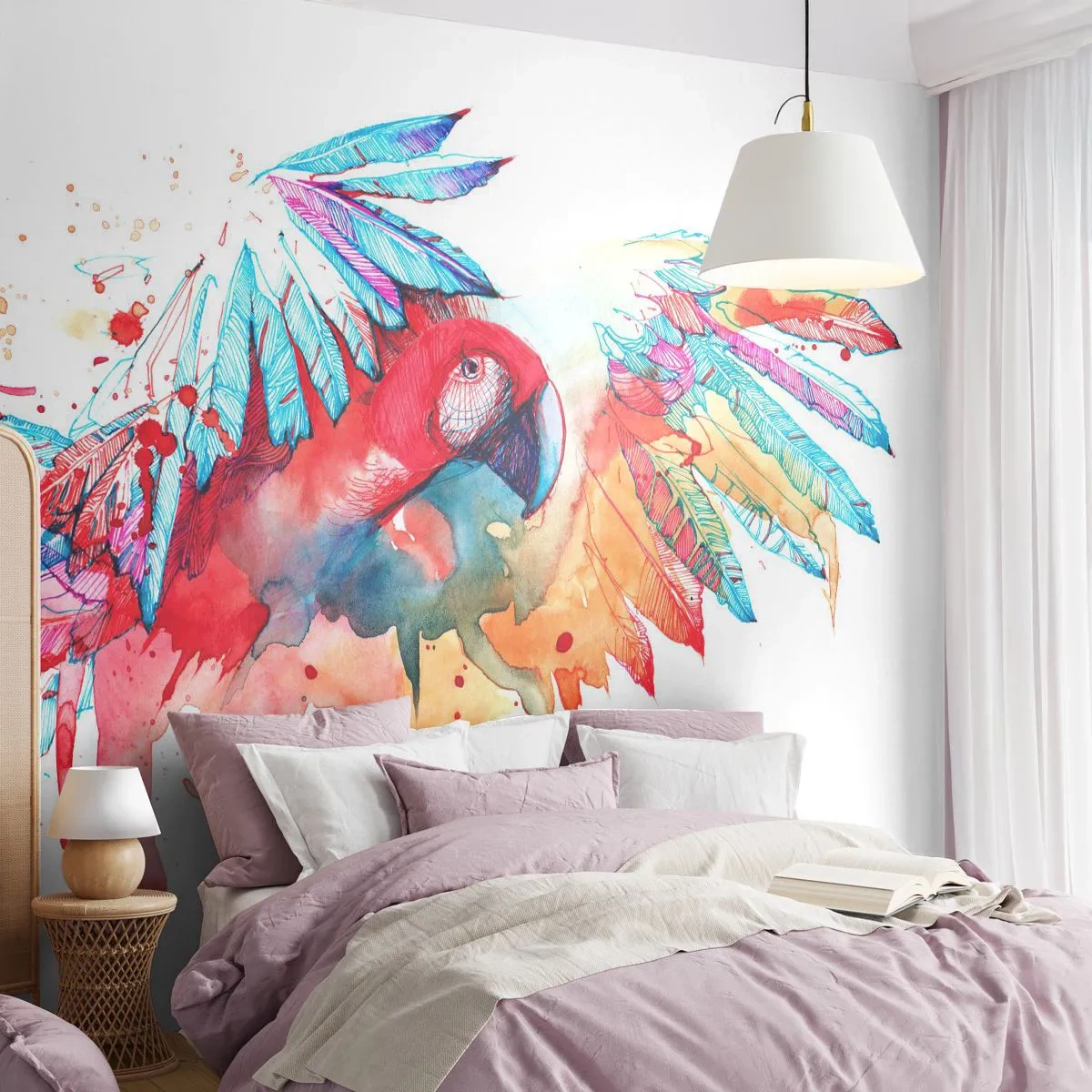 Fotomurali Premium Sand - . - Pappagallo, Uccello, Astrazione - 350x256 cm
