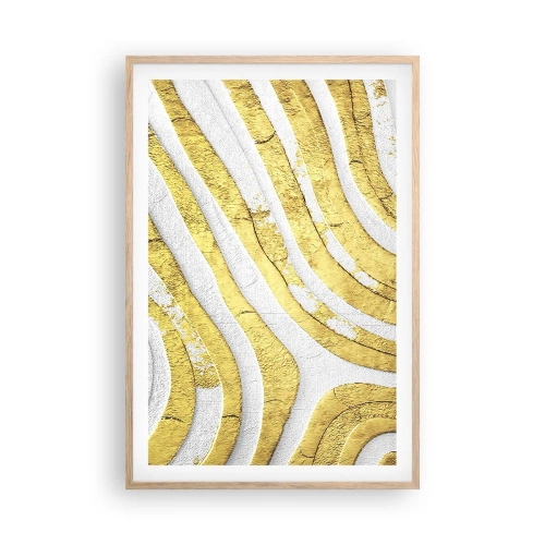 Poster in cornice rovere chiaro - Composizione in bianco e oro - 61x91 cm