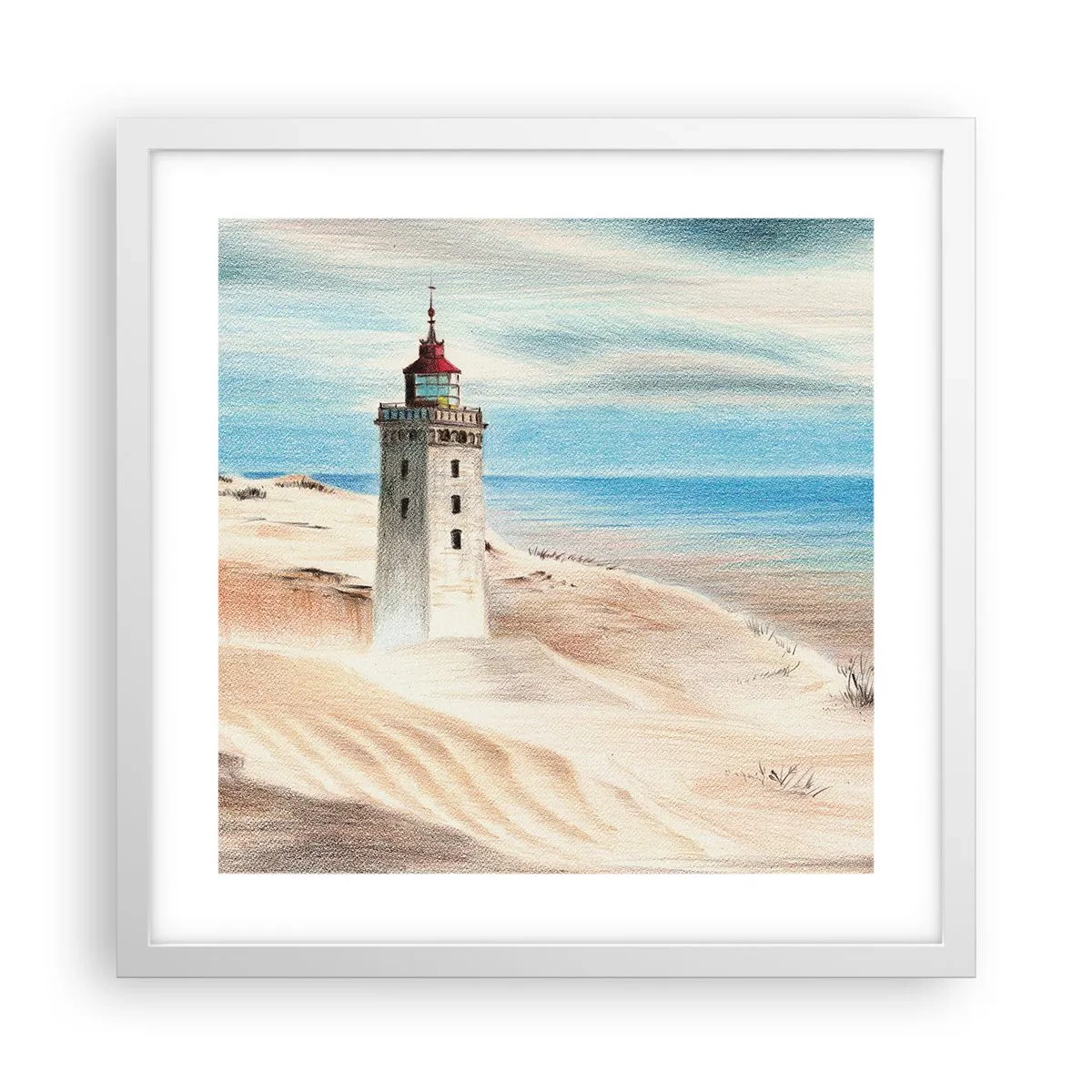 Poster in cornice bianca - Sempre guardando il mare - 40x40 cm