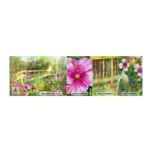Campione di Fotomurale Premium Sand - Il ponte dei sospiri primaverili - Paesaggio, Fiori, Giardino - 100x30 cm